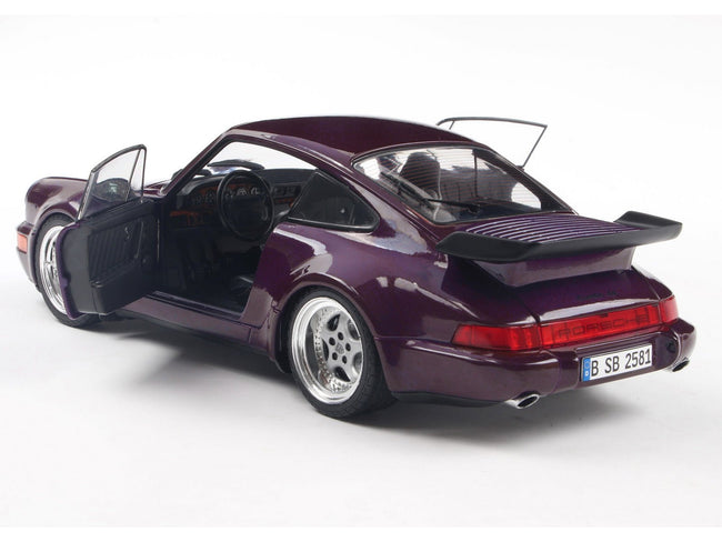1990 Porsche 911 (964) Turbo Violet Blue Metallic 1/18 Diecast Model Car by Solido-Solido-ModelCars.com