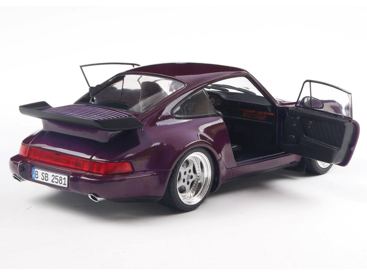 1990 Porsche 911 (964) Turbo Violet Blue Metallic 1/18 Diecast Model Car by Solido-Solido-ModelCars.com