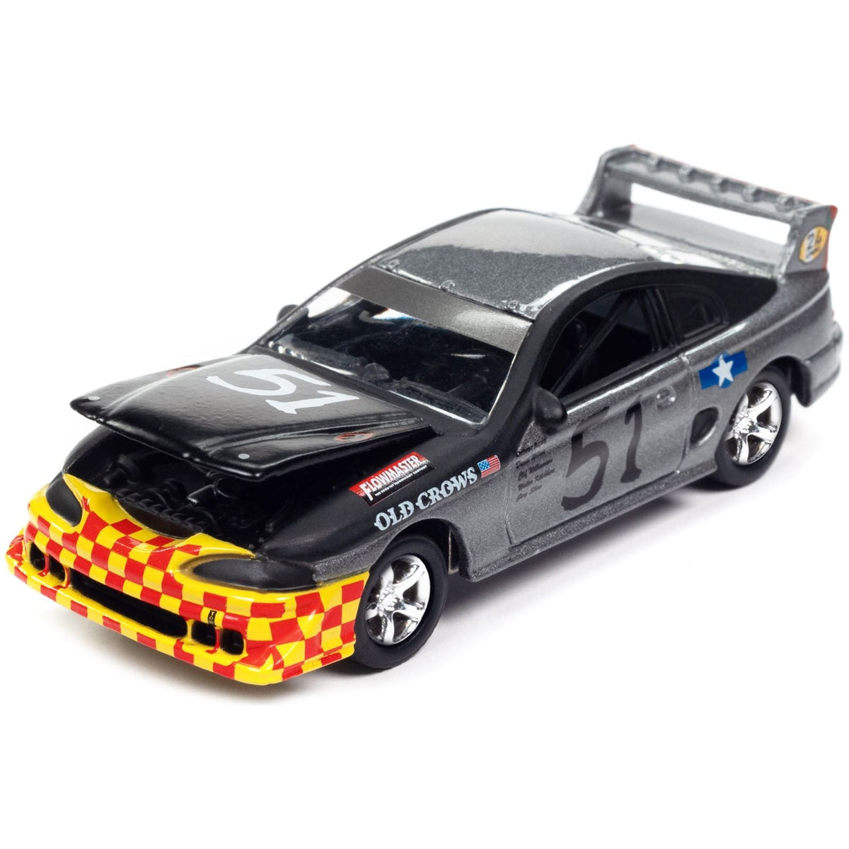 1990s Ford Mustang Race Car 51 Black and Dark Silver Metallic "Old Crows" "24 Hours of Lemons" Limited Edition to 4740 pieces Worldwide "Street Freaks" Series 1/64 Diecast Model Car by Johnny Lightning-Johnny Lightning-ModelCars.com