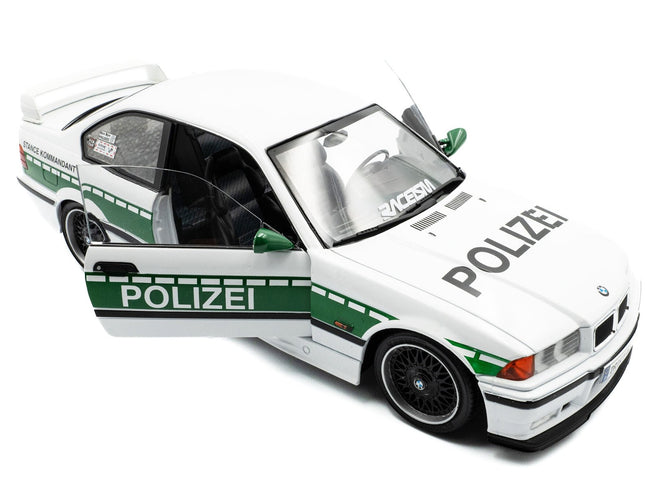 1991 BMW E36 M3 Custom "Drift Polizei" White with Green Stripes 1/18 Diecast Model Car by Solido-Solido-ModelCars.com