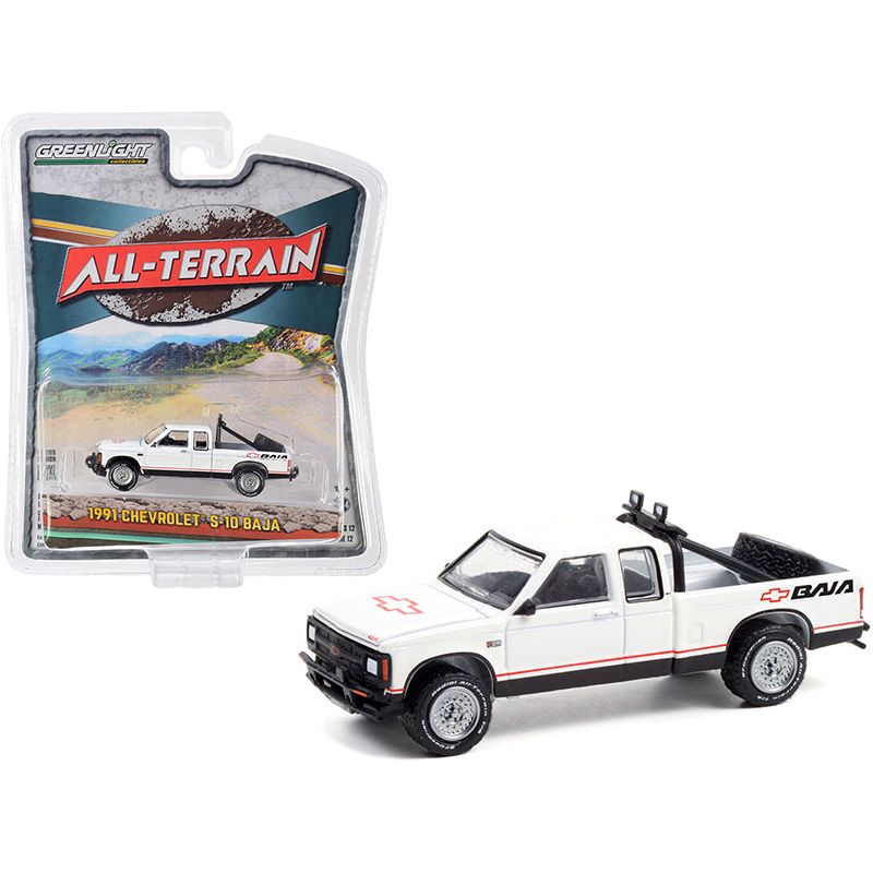 1991 Chevrolet S - 10 Baja Extended Cab Pickup Truck White with Graphics "All Terrain" Series 12 1/64 Diecast Model Car by Greenlight - Greenlight - ModelCars.com