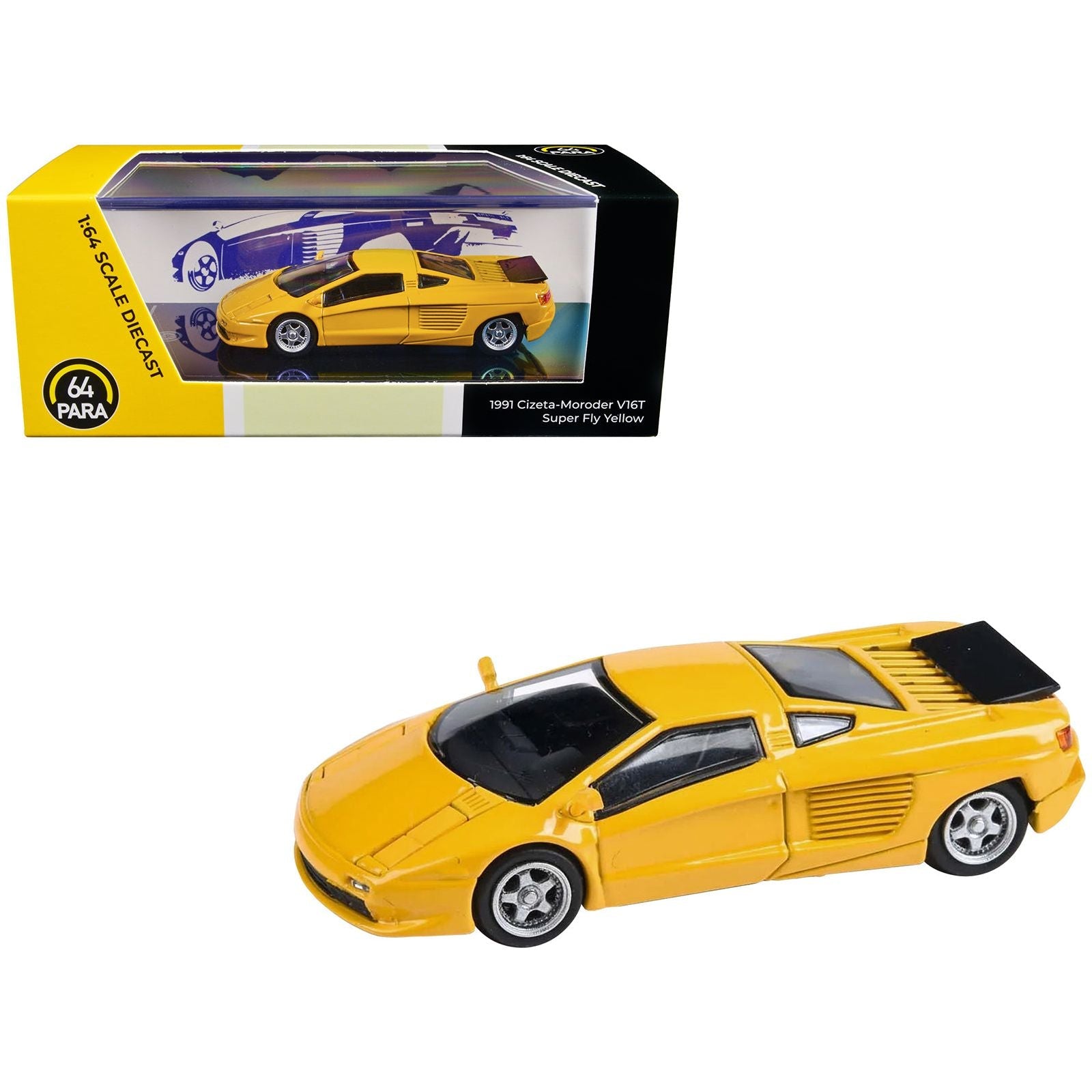 1991 Cizeta V16T Super Fly Yellow 1/64 Diecast Model Car by Paragon Models - Paragon - ModelCars.com