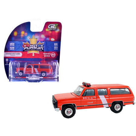 1991 GMC Suburban "Canada Coast Guard" Red with White Stripes "Hot Pursuit - Canada Special Edition" Series 1/64 Diecast Model Car by Greenlight-Greenlight-ModelCars.com