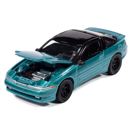 1991 Mitsubishi Eclipse GSX Tennessee Blue Metallic with Black Top "Import Legends" Series 1/64 Diecast Model Car by Auto World-Autoworld-ModelCars.com
