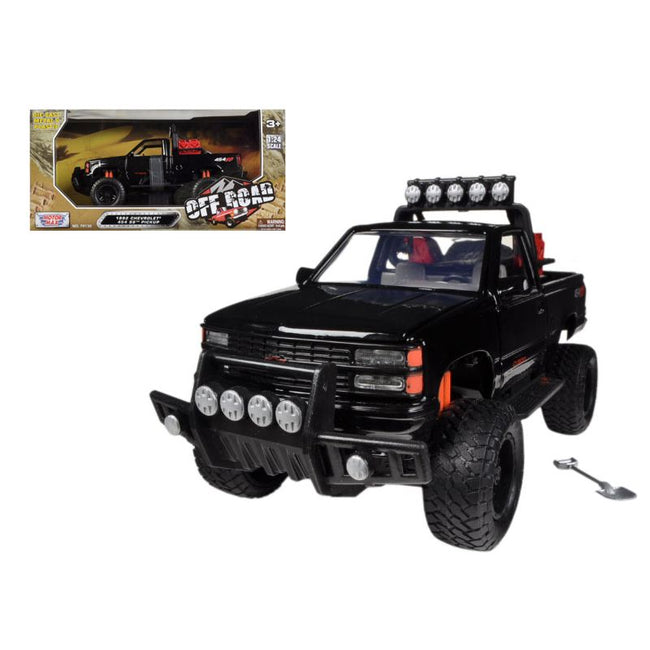1992 Chevrolet 454 SS Pickup Truck Off Road Black 1/24 Diecast Model by Motormax-Motormax-ModelCars.com