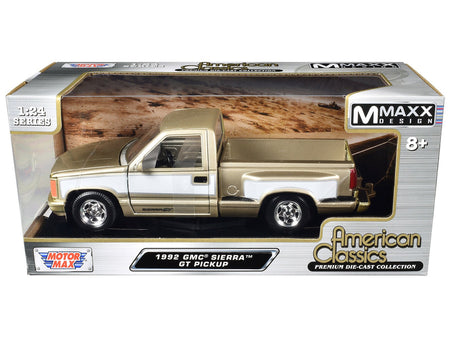 1992 GMC Sierra GT Pickup Truck Gold Metallic with White Sides "American Classics" Series 1/24 Diecast Model Car by Motormax-Motormax-ModelCars.com