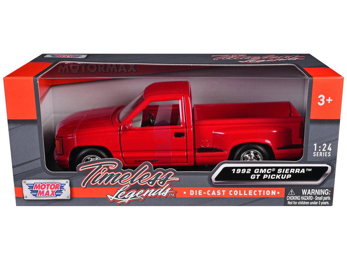 1992 GMC Sierra GT Red Pickup Truck 1/24 Diecast Model by Motormax-Motormax-ModelCars.com