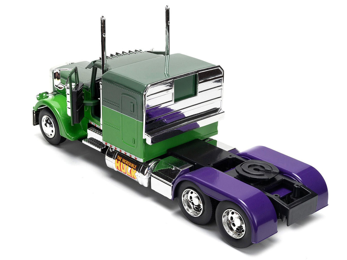 1992 Peterbilt 379 Truck Tractor Green Two-Tone and Purple "The Incredible Hulk" "Marvel Avengers" Series Diecast Model by Jada-Jada-ModelCars.com
