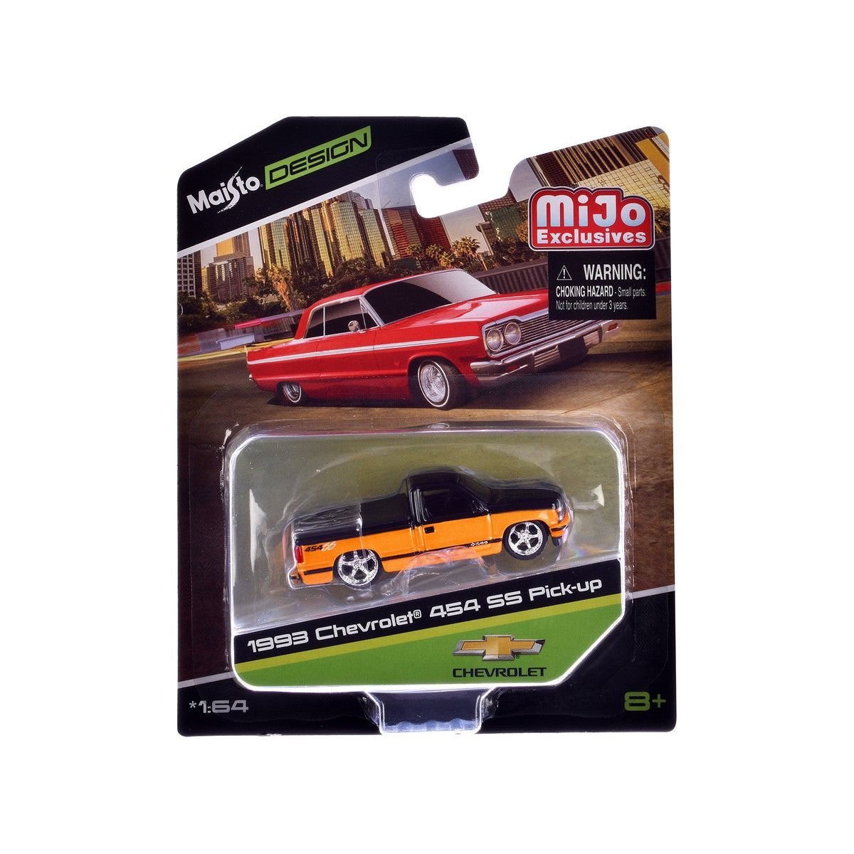 1993 Chevrolet 454 SS Pickup Truck Black and Orange Metallic "Maisto Design" Series 1/64 Diecast Model Car by Maisto-Maisto-ModelCars.com