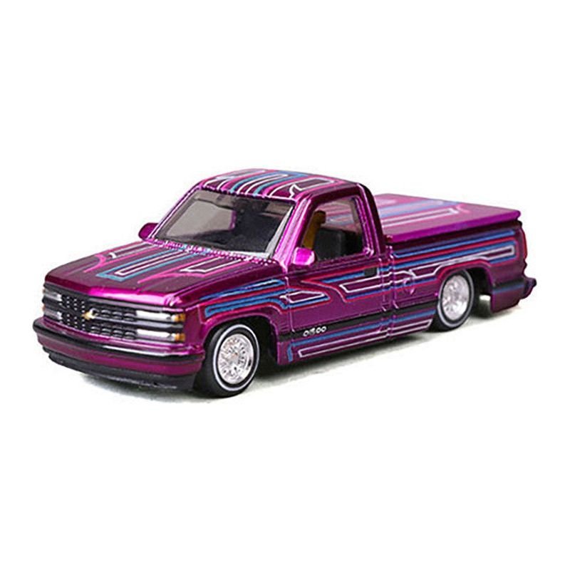 1993 Chevrolet 454 SS Pickup Truck "Lowriders" Purple Metallic with Graphics "Maisto Design" Series 1/64 Diecast Model Car by Maisto-Maisto-ModelCars.com