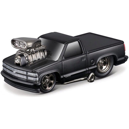 1993 Chevrolet 454 SS Pickup Truck Matt Black "Blackout Edition" 1/64 Diecast Model by Muscle Machines-Muscle Machines-ModelCars.com