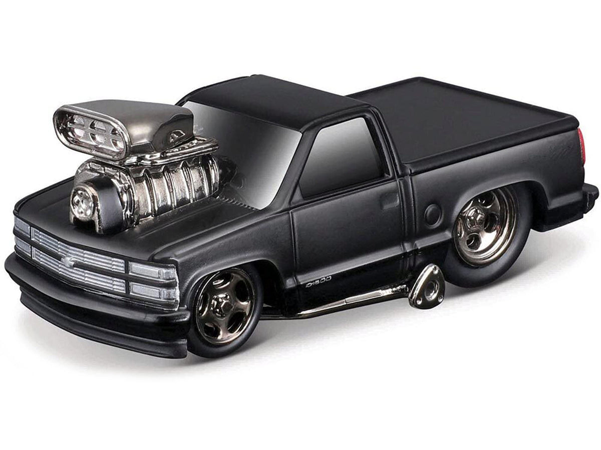 1993 Chevrolet 454 SS Pickup Truck Matt Black "Blackout Edition" 1/64 Diecast Model by Muscle Machines-Muscle Machines-ModelCars.com