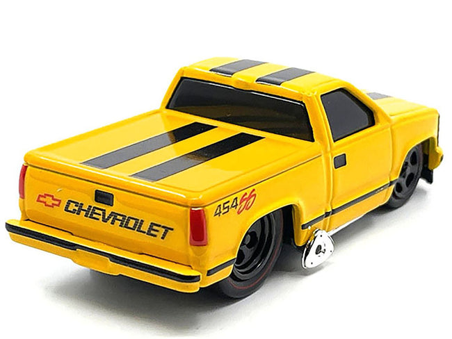 1993 Chevrolet 454 SS Pickup Truck Yellow with Black Stripes 1/64 Diecast Model Car by Muscle Machines-Muscle Machines-ModelCars.com