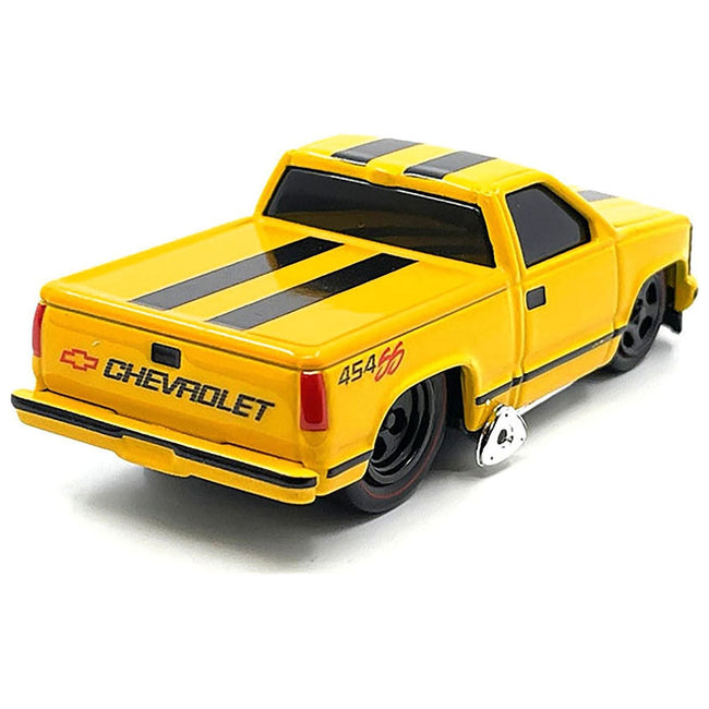 1993 Chevrolet 454 SS Pickup Truck Yellow with Black Stripes 1/64 Diecast Model Car by Muscle Machines-Muscle Machines-ModelCars.com