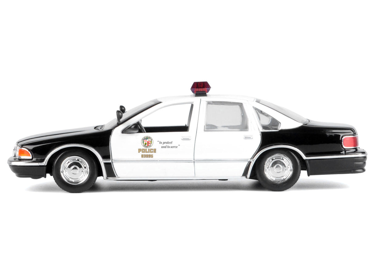 1993 Chevrolet Caprice Police Car "LAPD (Los Angeles Police Department)" Black and White "Law Enforcement and Public Service" Series 1/24 Diecast Model Car by Motormax-Motormax-ModelCars.com