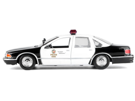 1993 Chevrolet Caprice Police Car "LAPD (Los Angeles Police Department)" Black and White "Law Enforcement and Public Service" Series 1/24 Diecast Model Car by Motormax-Motormax-ModelCars.com