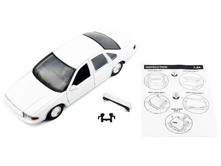 1993 Chevrolet Caprice Police Car Unmarked White "Custom Builder's Kit" Series 1/24 Diecast Model Car by Motormax-Motormax-ModelCars.com