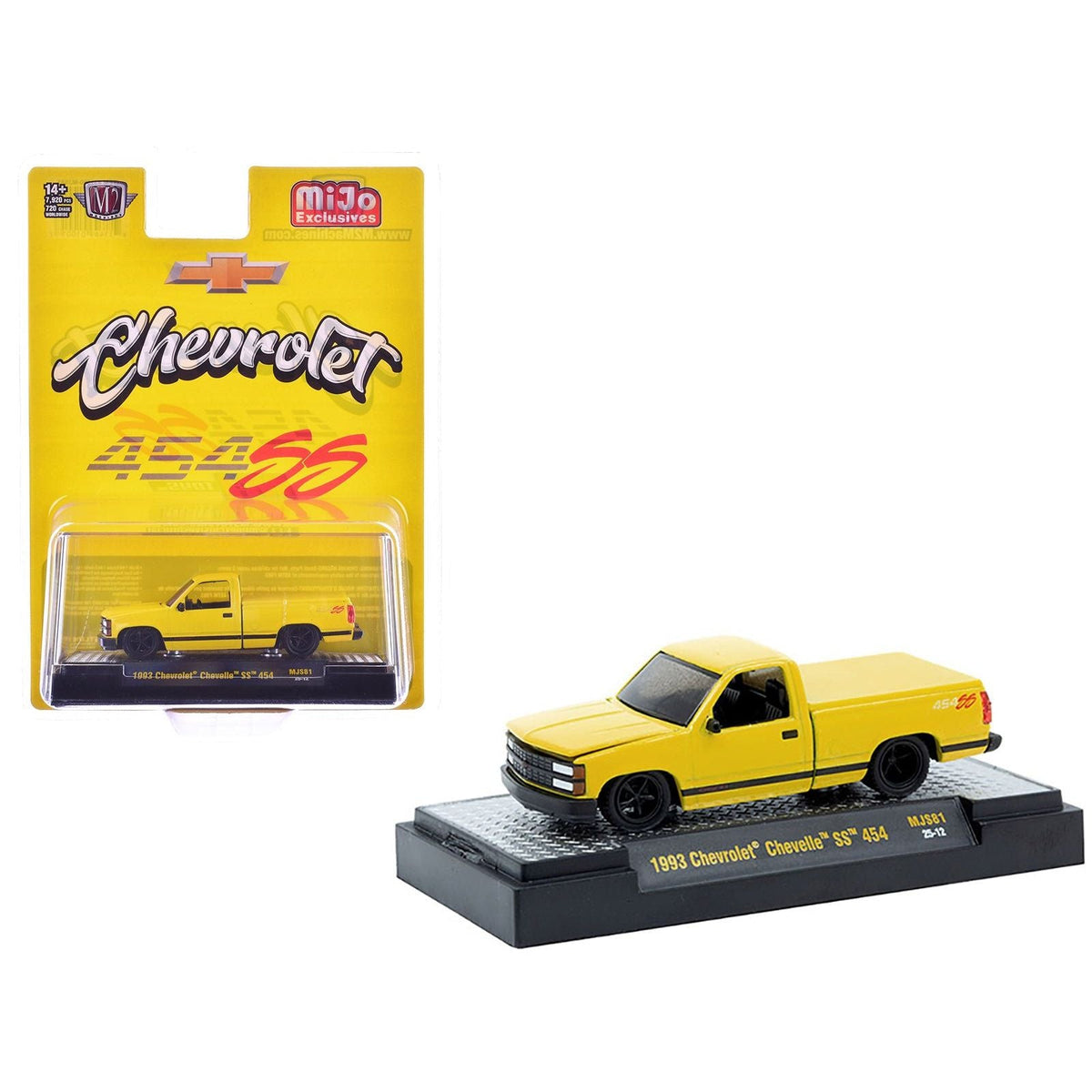 1993 Chevrolet SS 454 Pickup Truck Yellow Limited Edition to 7920 pieces Worldwide 1/64 Diecast Model Car by M2 Machines-M2-ModelCars.com