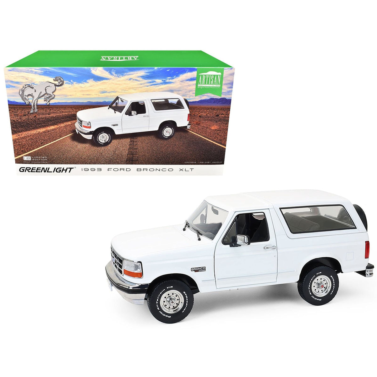 1993 Ford Bronco XLT Oxford White "Artisan Collection" 1/18 Diecast Model Car by Greenlight-Greenlight-ModelCars.com