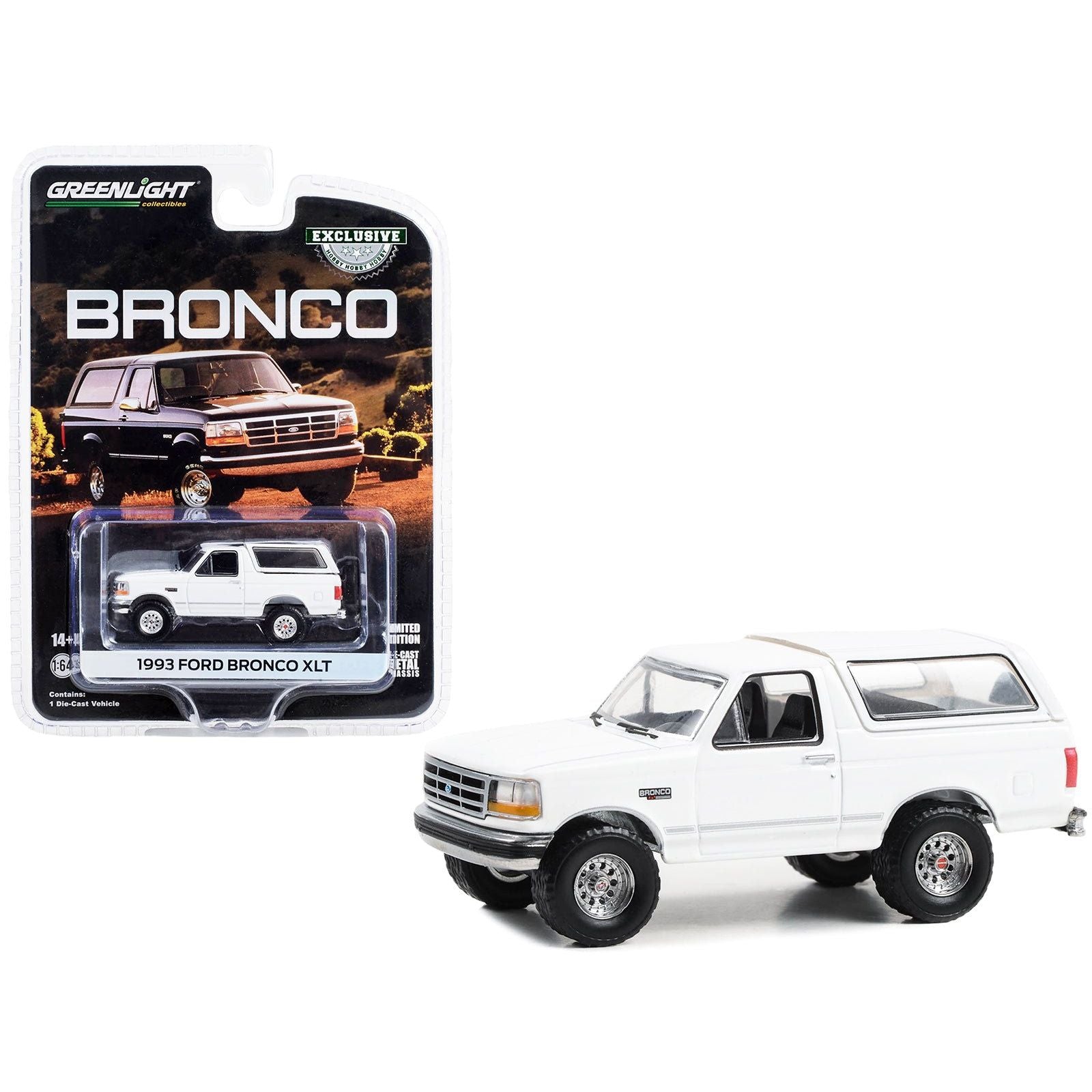 1993 Ford Bronco XLT Oxford White "Hobby Exclusive" Series 1/64 Diecast Model Car by Greenlight - Greenlight - ModelCars.com