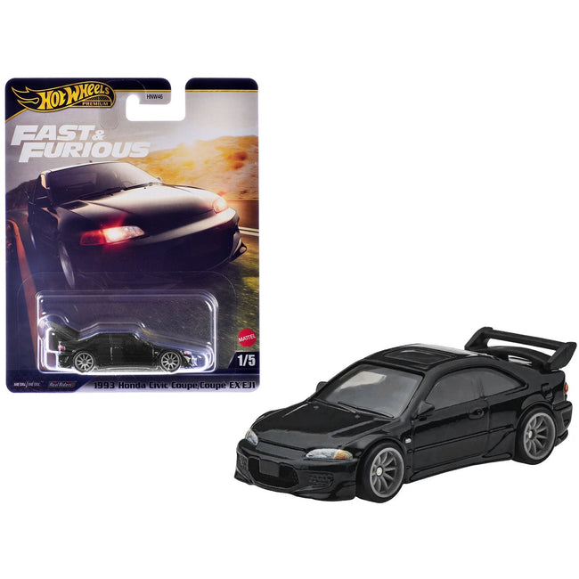 1993 Honda Civic Coupe EX EJ1 Black "The Fast and the Furious" (2001) Movie Diecast Model Car by Hot Wheels-Hotwheels-ModelCars.com