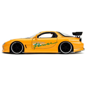 1993 Mazda RX-7 "HKS Power" Yellow with Carbon Hood "JDM Tuners" Series 1/24 Diecast Model Car by Jada