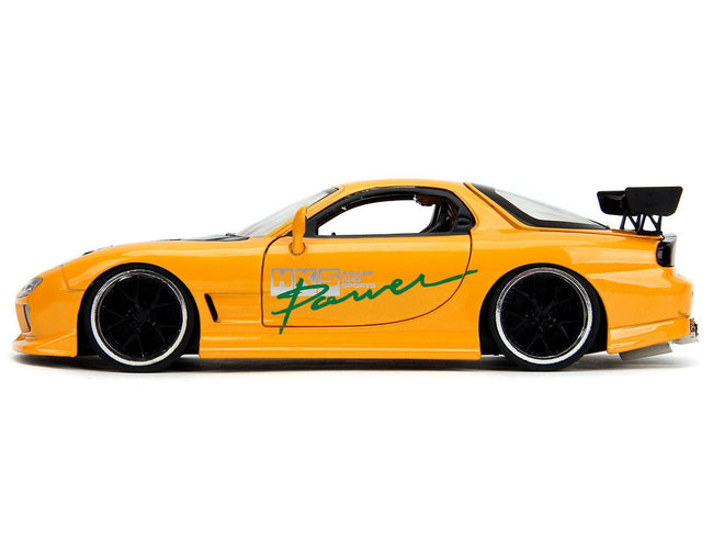 1993 Mazda RX-7 "HKS Power" Yellow with Carbon Hood "JDM Tuners" Series 1/24 Diecast Model Car by Jada-Jada-ModelCars.com