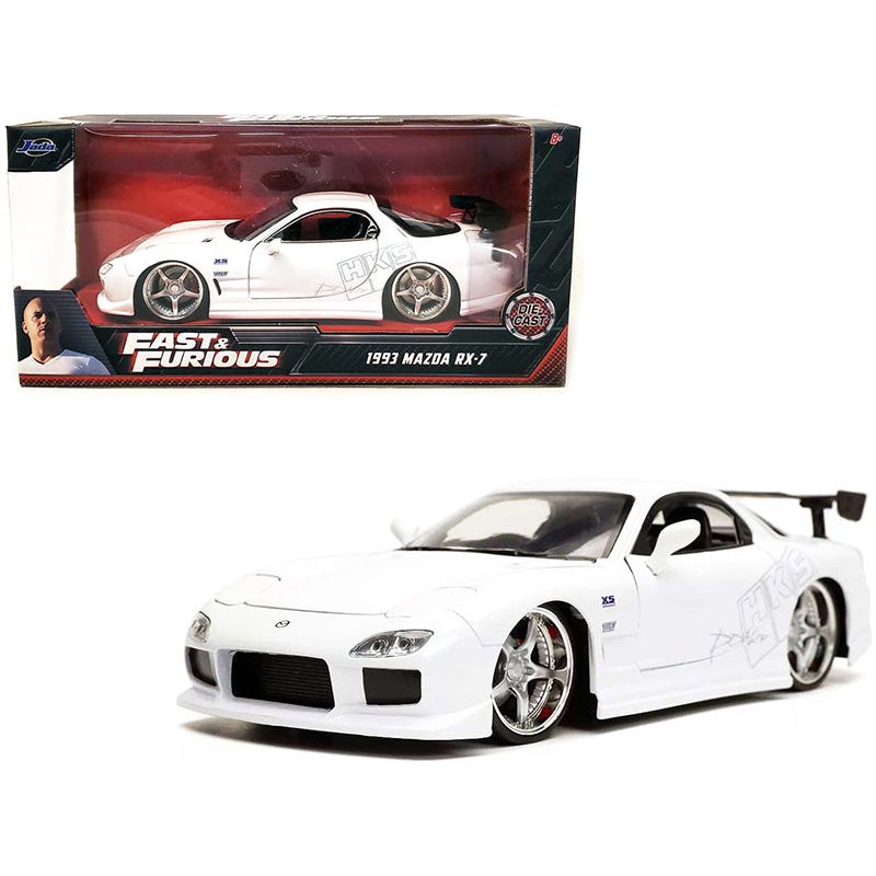 1993 Mazda RX-7 "HKS" White "Fast & Furious" Movie 1/24 Diecast Model Car by Jada-Jada-ModelCars.com