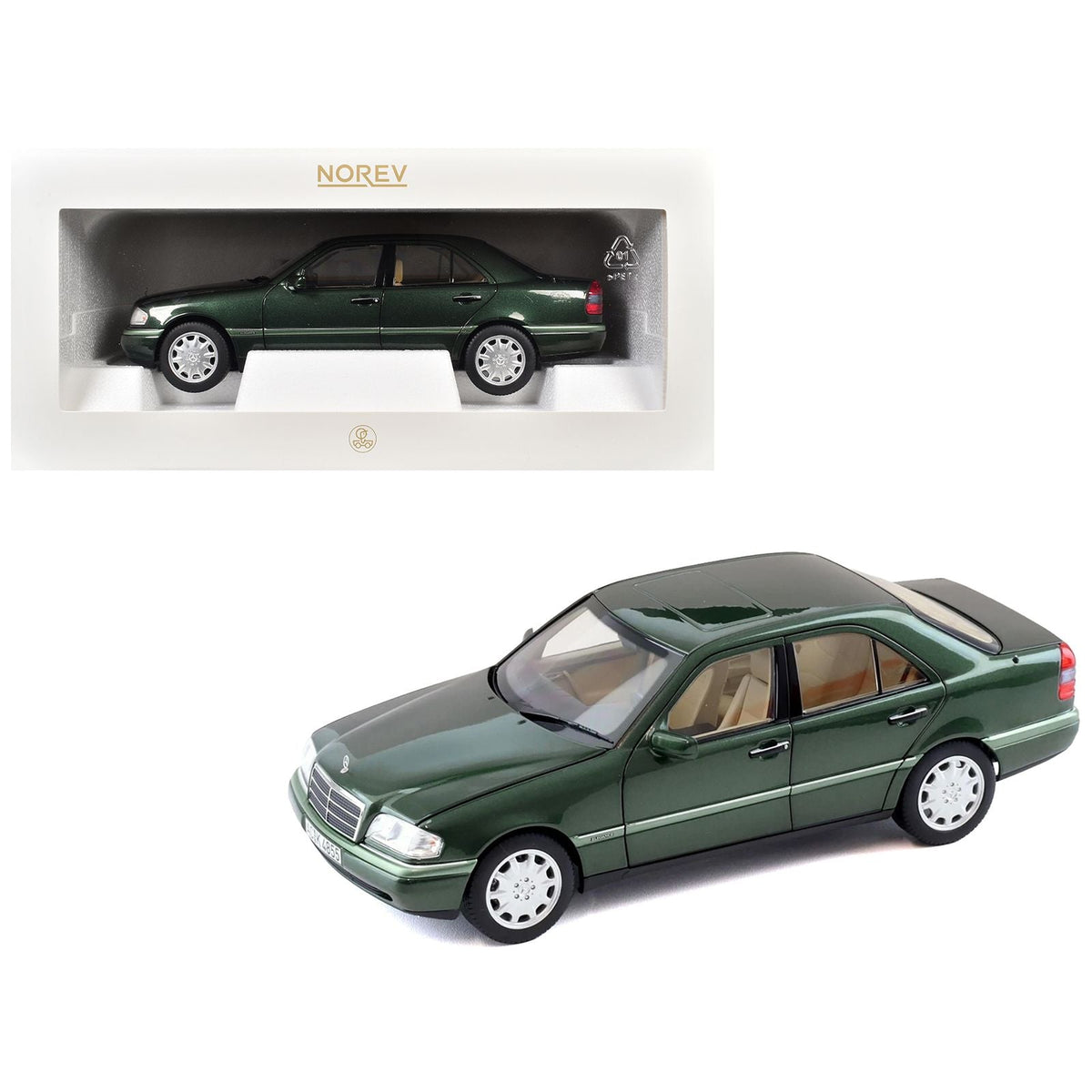 1993 Mercedes-Benz C-Class Malachite Green Metallic 1/18 Diecast Model Car by Norev-Norev-ModelCars.com