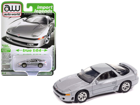 1993 Mitsubishi 3000GT VR-4 Zurich White Silver Metallic "Import Legends" Series 1/64 Diecast Model Car by Auto World-Autoworld-ModelCars.com