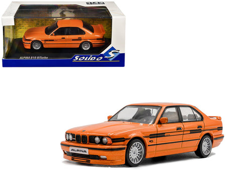 1994 BMW E34 Alpina B10 BiTurbo Orange Metallic with Black Stripes 1/43 Diecast Model Car by Solido-Solido-ModelCars.com