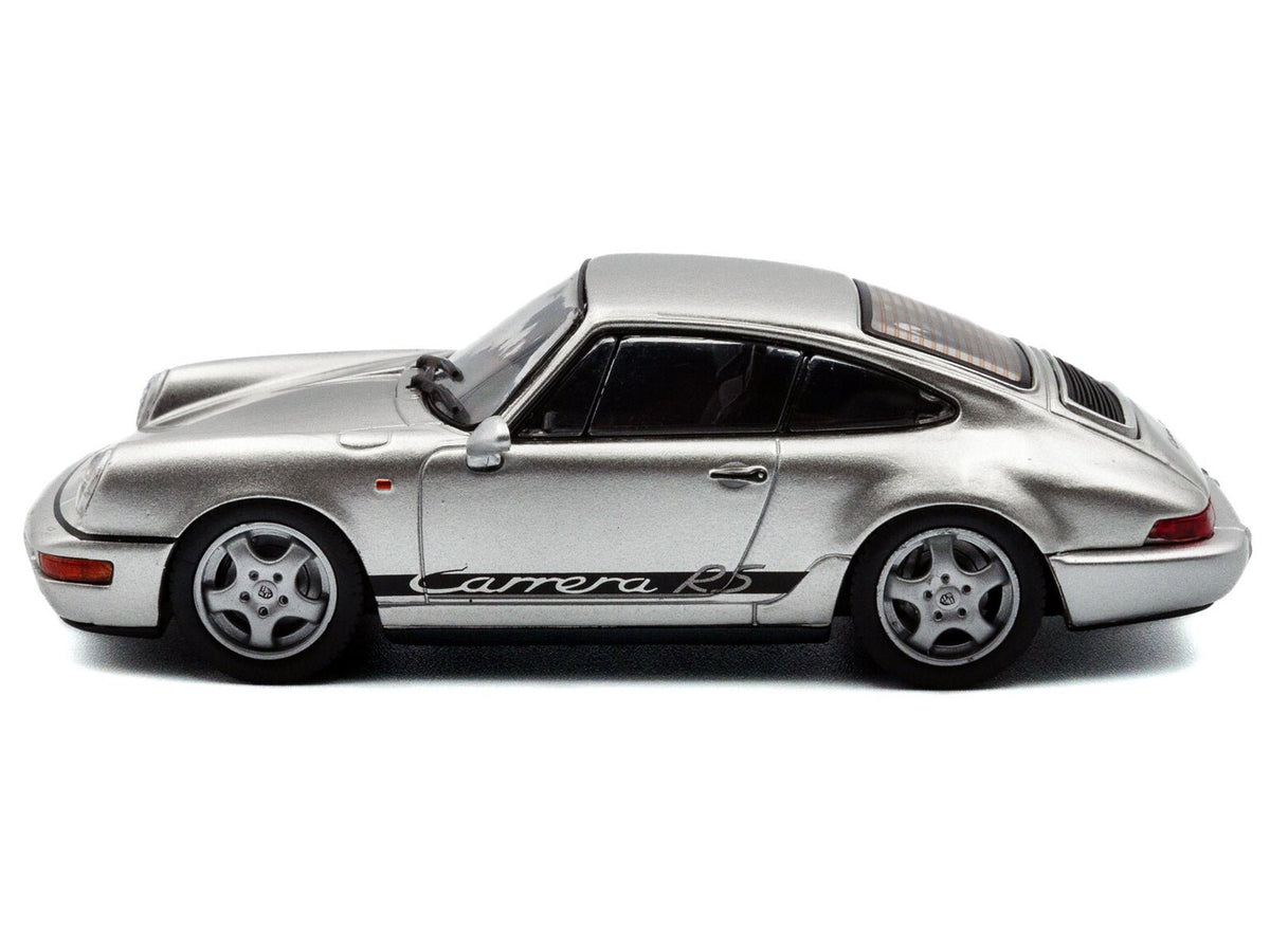 1994 Porsche 911 (964) RS Silver Metallic with Black Stripes 1/43 Diecast Model Car by Solido-Solido-ModelCars.com