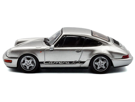 1994 Porsche 911 (964) RS Silver Metallic with Black Stripes 1/43 Diecast Model Car by Solido-Solido-ModelCars.com