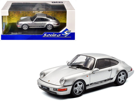 1994 Porsche 911 (964) RS Silver Metallic with Black Stripes 1/43 Diecast Model Car by Solido-Solido-ModelCars.com