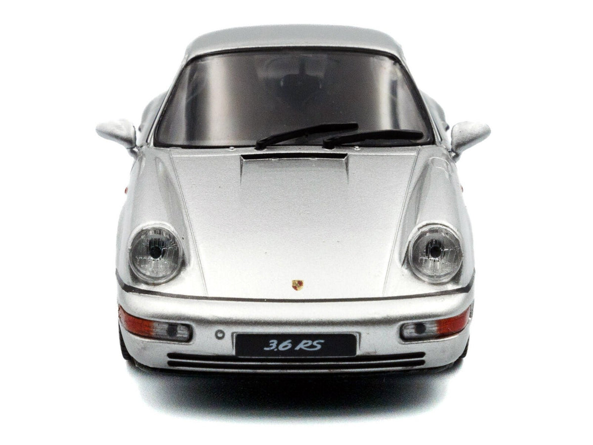 1994 Porsche 911 (964) RS Silver Metallic with Black Stripes 1/43 Diecast Model Car by Solido-Solido-ModelCars.com