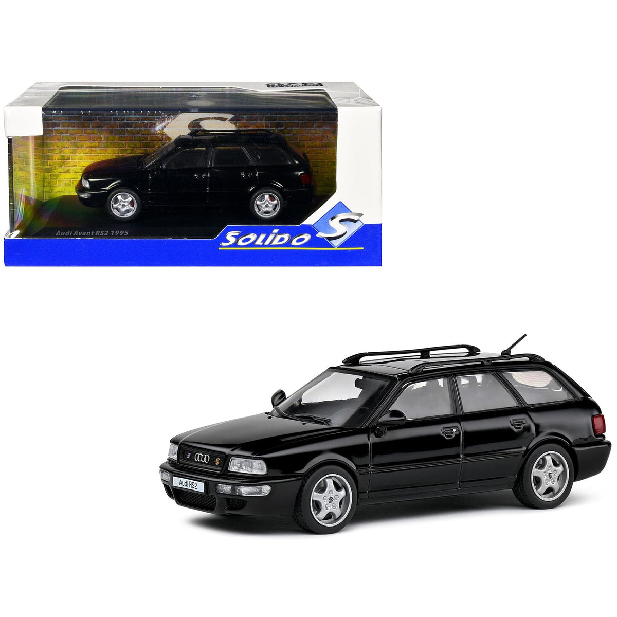 1995 Audi Avant RS2 Brilliant Black with Roofrack 1/43 Diecast Model Car by Solido-Solido-ModelCars.com
