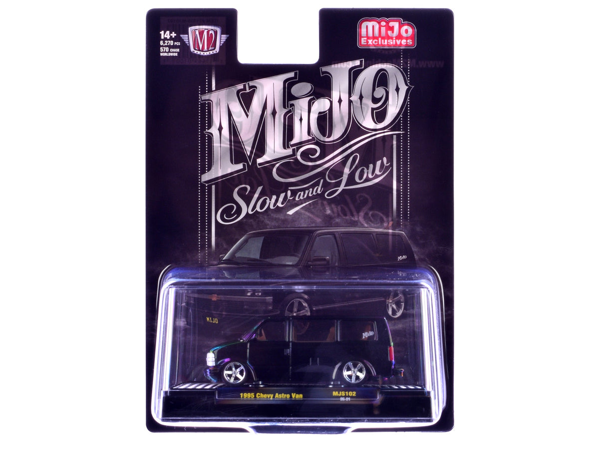 1995 Chevrolet Astro Van "Slow & Low" Black Limited Edition to 6720 pieces Worldwide 1/64 Diecast Model Car by M2 Machines-M2-ModelCars.com
