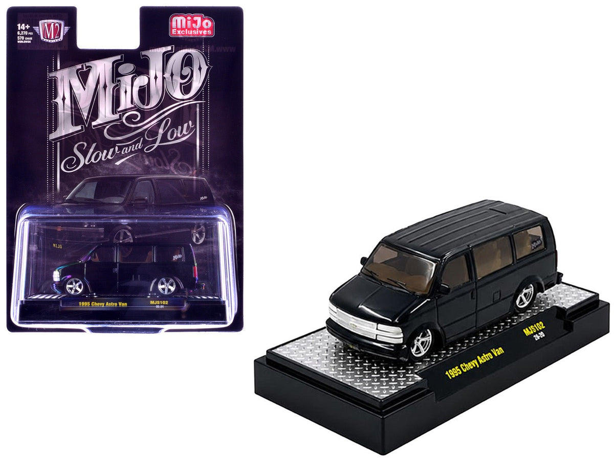 1995 Chevrolet Astro Van "Slow & Low" Black Limited Edition to 6720 pieces Worldwide 1/64 Diecast Model Car by M2 Machines-M2-ModelCars.com