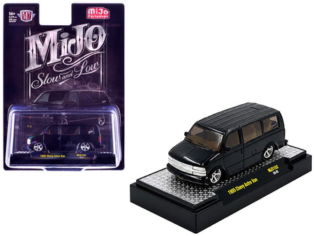 1995 Chevrolet Astro Van "Slow & Low" Black Limited Edition to 6720 pieces Worldwide 1/64 Diecast Model Car by M2 Machines-M2-ModelCars.com
