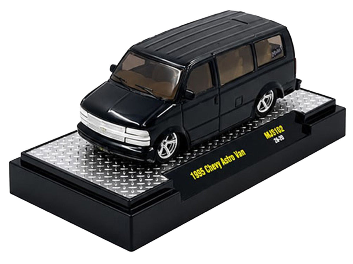 1995 Chevrolet Astro Van "Slow & Low" Black Limited Edition to 6720 pieces Worldwide 1/64 Diecast Model Car by M2 Machines-M2-ModelCars.com