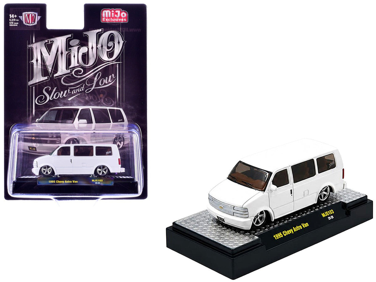 1995 Chevrolet Astro Van "Slow & Low" White Limited Edition to 6720 pieces Worldwide 1/64 Diecast Model Car by M2 Machines-M2-ModelCars.com