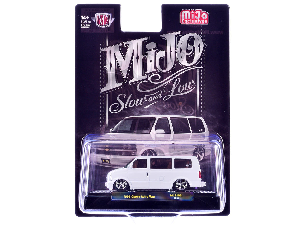 1995 Chevrolet Astro Van "Slow & Low" White Limited Edition to 6720 pieces Worldwide 1/64 Diecast Model Car by M2 Machines-M2-ModelCars.com