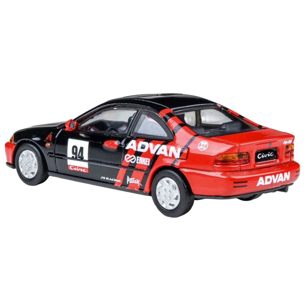 1995 Honda Civic Coupe EJ1 #94 "Autocross - ADVAN" Black and Red 1/64 Diecast Model Car by Paragon-Paragon-ModelCars.com
