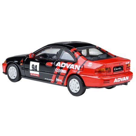 1995 Honda Civic Coupe EJ1 #94 "Autocross - ADVAN" Black and Red 1/64 Diecast Model Car by Paragon-Paragon-ModelCars.com