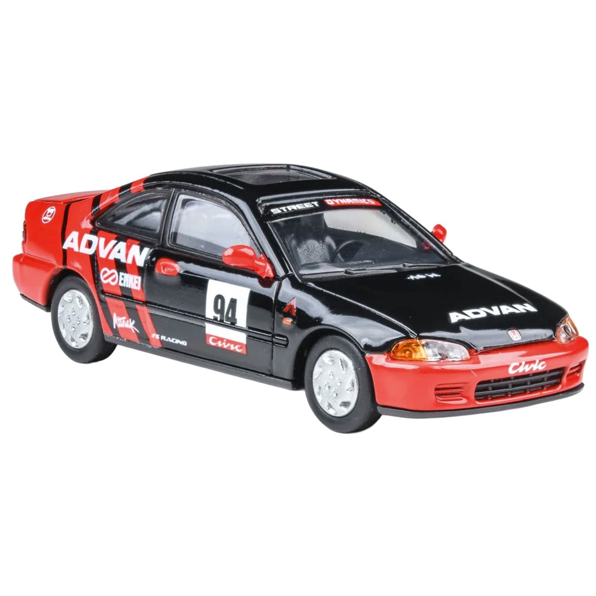 1995 Honda Civic Coupe EJ1 #94 "Autocross - ADVAN" Black and Red 1/64 Diecast Model Car by Paragon-Paragon-ModelCars.com