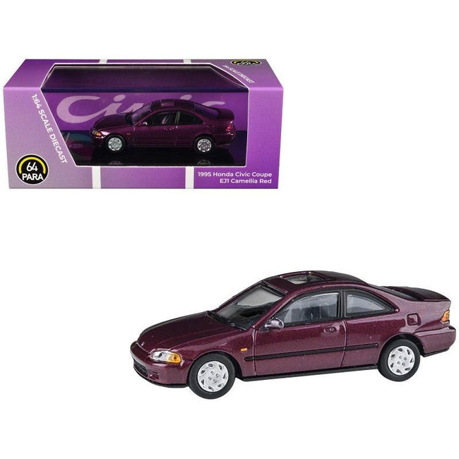 1995 Honda Civic Coupe EJ1 Camellia Red Metallic 1/64 Diecast Model Car by Paragon Models-Paragon-ModelCars.com