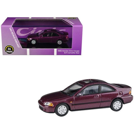 1995 Honda Civic Coupe EJ1 Camellia Red Metallic 1/64 Diecast Model Car by Paragon Models - Paragon - ModelCars.com