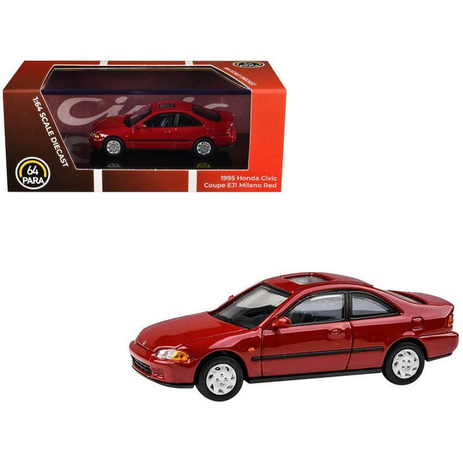 1995 Honda Civic Coupe EJ1 Milano Red 1/64 Diecast Model Car by Paragon Models-Paragon-ModelCars.com