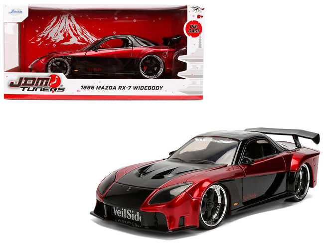 1995 Mazda RX-7 Widebody RHD (Right Hand Drive) "VeilSide" Black and Red Metallic "JDM Tuners" Series 1/24 Diecast Model Car by Jada-Jada-ModelCars.com
