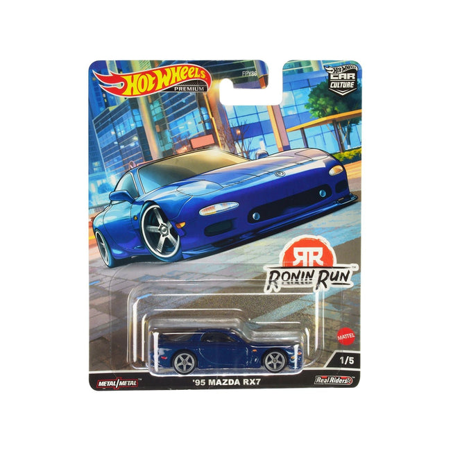 1995 Mazda RX7 Blue Metallic "Ronin Run" Series Diecast Model Car by Hot Wheels-Hotwheels-ModelCars.com